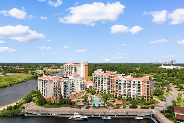 8121 Amalfi Pl Unit 4-1006, Myrtle Beach, SC 29572 - drone / aerial view of a large body of water and apartment complex