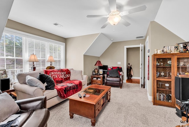 904 Moultrie Cir, Myrtle Beach, SC 29588 - living room with a ceiling fan and light colored carpet