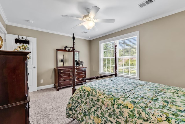 904 Moultrie Cir, Myrtle Beach, SC 29588 - bedroom with crown molding, carpet flooring, and ceiling fan