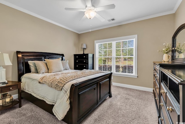 904 Moultrie Cir, Myrtle Beach, SC 29588 - bedroom featuring light colored carpet, crown molding, and ceiling fan