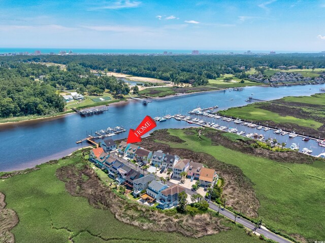 4534 Landing Rd, Little River, SC 29566 - aerial view of property's location with a large body of water and numerous boat docks