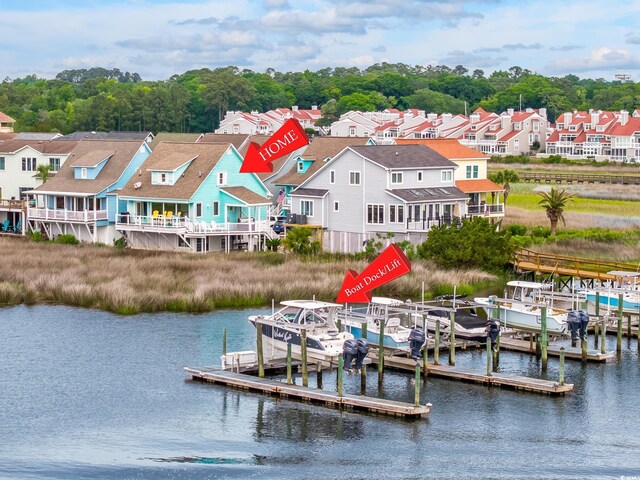 4534 Landing Rd, Little River, SC 29566 - dock area featuring a water view and a residential view