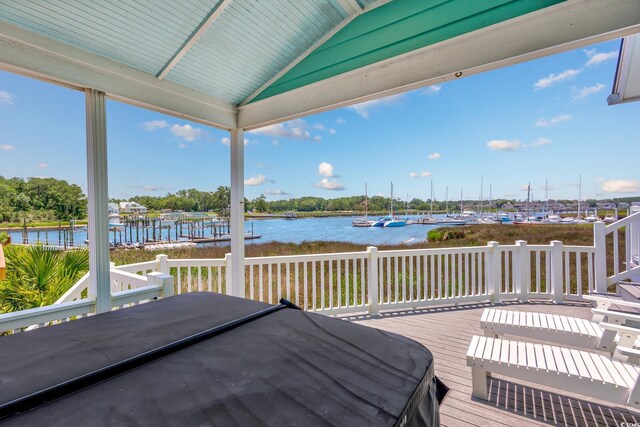 4534 Landing Rd, Little River, SC 29566 - wooden deck featuring a water view