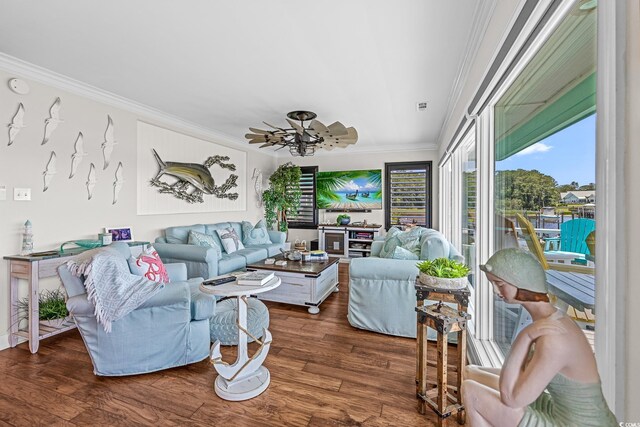 4534 Landing Rd, Little River, SC 29566 - living area with ornamental molding and wood finished floors