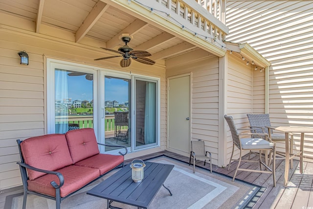 4018 Fairway Lakes Dr Unit 4018, Myrtle Beach, SC 29577 - wooden deck with an outdoor hangout area and ceiling fan