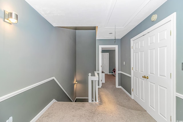 4018 Fairway Lakes Dr Unit 4018, Myrtle Beach, SC 29577 - hallway featuring attic access, an upstairs landing, and carpet floors
