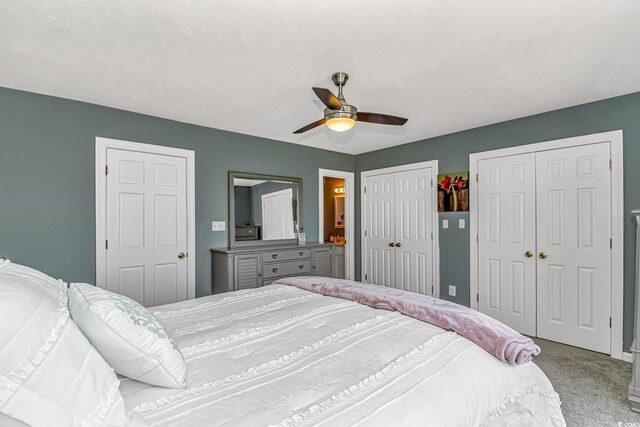 4018 Fairway Lakes Dr Unit 4018, Myrtle Beach, SC 29577 - bedroom featuring carpet, multiple closets, and a ceiling fan