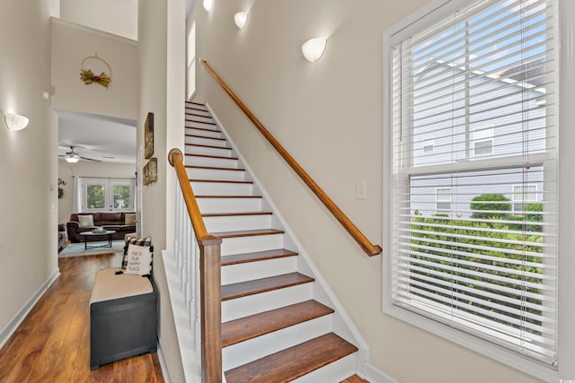 309 Foxpath Loop, Myrtle Beach, SC 29588 - stairway featuring wood finished floors and a ceiling fan