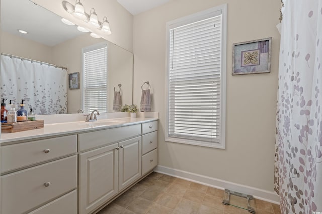 309 Foxpath Loop, Myrtle Beach, SC 29588 - full bath with vanity, healthy amount of natural light, tile patterned flooring, and a shower with curtain