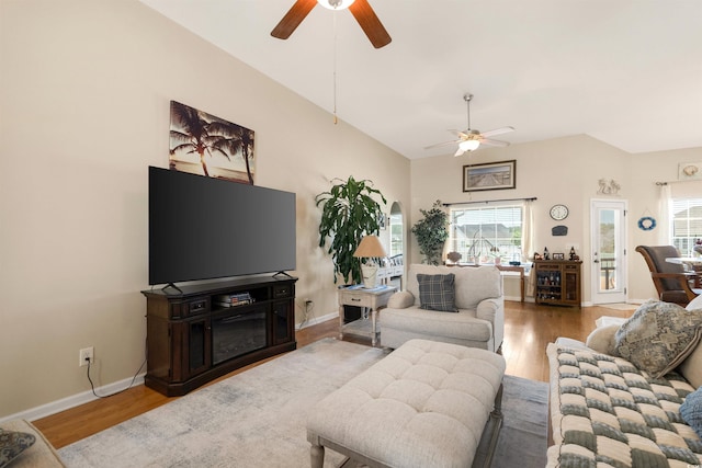 357 Southern Breezes Cir, Murrells Inlet, SC 29576 - living room with a ceiling fan and wood finished floors