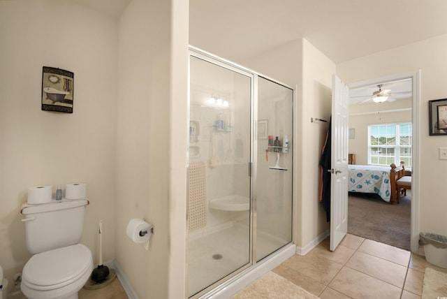 357 Southern Breezes Cir, Murrells Inlet, SC 29576 - ensuite bathroom featuring a stall shower, tile patterned flooring, and ceiling fan