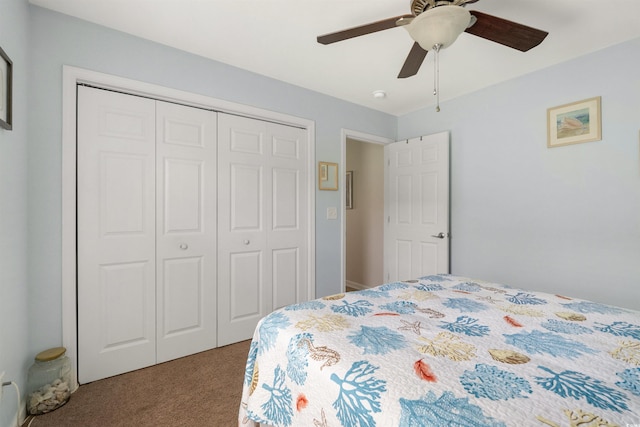 357 Southern Breezes Cir, Murrells Inlet, SC 29576 - bedroom featuring carpet flooring, a closet, and a ceiling fan