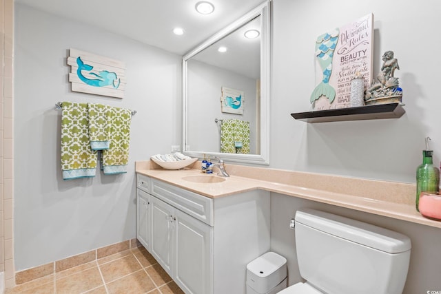 603 S Ocean Blvd Unit 1504, North Myrtle Beach, SC 29582 - bathroom featuring vanity, recessed lighting, and tile patterned floors