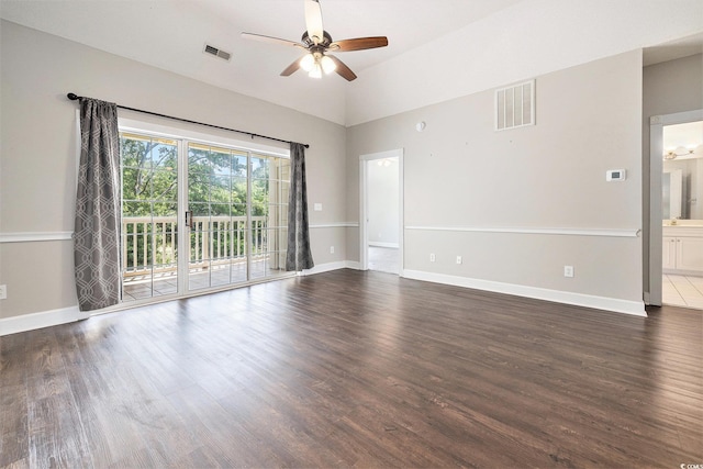 4721 Hibiscus Dr Unit 3-302, Little River, SC 29566 - unfurnished room featuring a ceiling fan, wood finished floors, and lofted ceiling