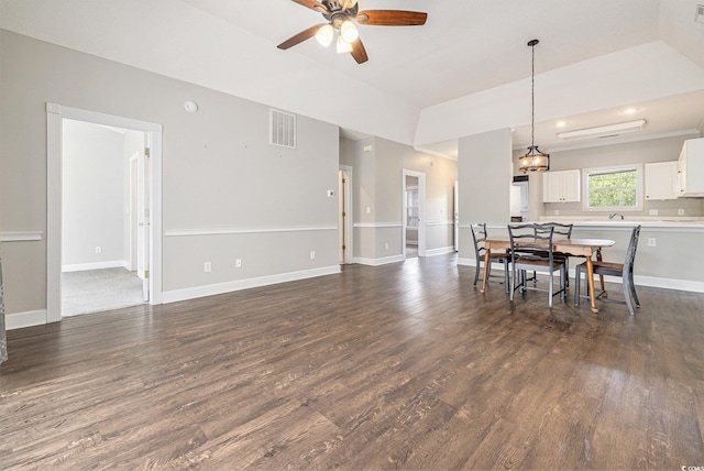 4721 Hibiscus Dr Unit 3-302, Little River, SC 29566 - dining room featuring ceiling fan, dark wood-style flooring, a chandelier, and recessed lighting