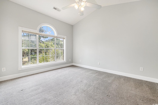 4721 Hibiscus Dr Unit 3-302, Little River, SC 29566 - empty room with carpet, ceiling fan, and vaulted ceiling