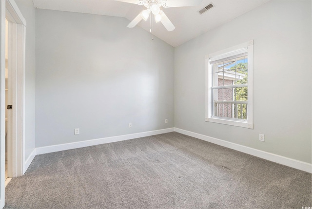 4721 Hibiscus Dr Unit 3-302, Little River, SC 29566 - spare room featuring lofted ceiling, a ceiling fan, and carpet