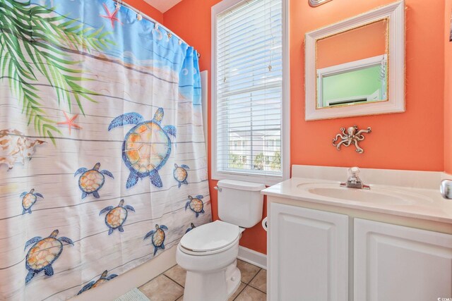 22 Ocean Blvd N, Surfside Beach, SC 29575 - full bath featuring tile patterned floors, vanity, and a shower with shower curtain