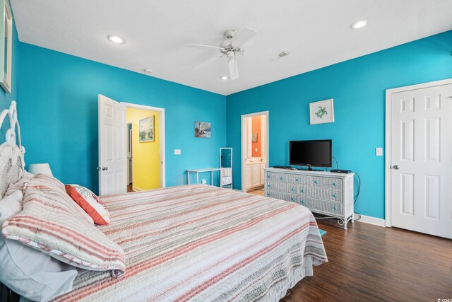 22 Ocean Blvd N, Surfside Beach, SC 29575 - bedroom with wood finished floors, recessed lighting, and ceiling fan