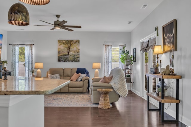 321 Sanctuary Ct, Myrtle Beach, SC 29588 - living area featuring wood finished floors and ceiling fan