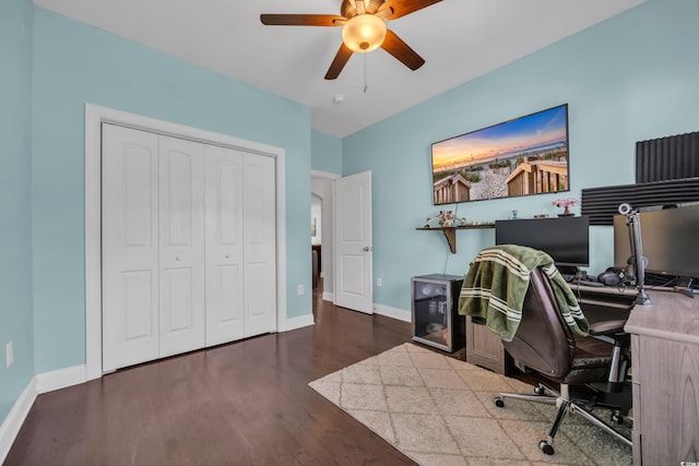 321 Sanctuary Ct, Myrtle Beach, SC 29588 - home office with ceiling fan and wood finished floors