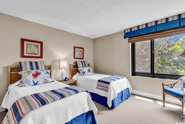 741 Retreat Beach Cir Unit B-1-A, Pawleys Island, SC 29585 - carpeted bedroom featuring a textured ceiling and baseboards