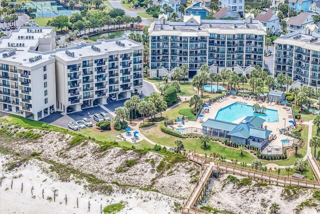 741 Retreat Beach Cir Unit B-1-A, Pawleys Island, SC 29585 - bird's eye view of a pool and apartment complex / building