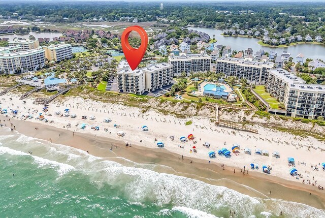 741 Retreat Beach Cir Unit B-1-A, Pawleys Island, SC 29585 - bird's eye view of waterfront with a beach