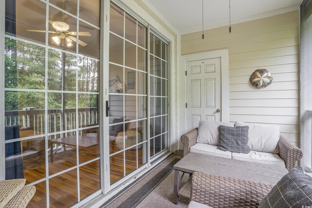 6015 Catalina Dr Unit 634, North Myrtle Beach, SC 29582 - sunroom featuring ceiling fan