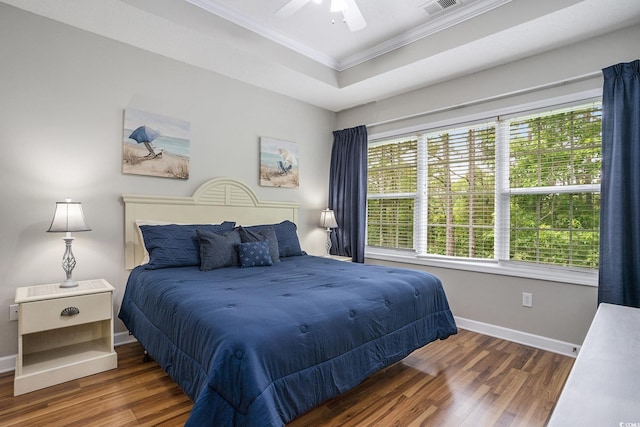 6015 Catalina Dr Unit 634, North Myrtle Beach, SC 29582 - bedroom featuring ornamental molding, wood finished floors, and a ceiling fan