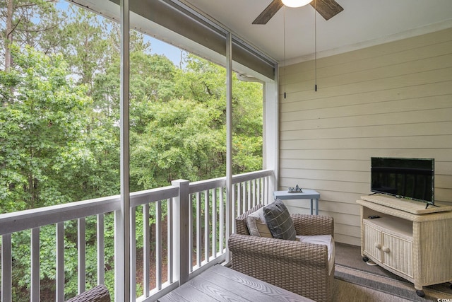 6015 Catalina Dr Unit 634, North Myrtle Beach, SC 29582 - wooden terrace with ceiling fan