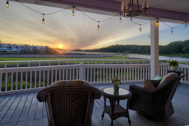 4525 Landing Rd, Little River, SC 29566 - wooden deck with a water view