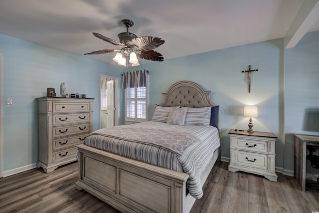 4525 Landing Rd, Little River, SC 29566 - bedroom with wood finished floors and ceiling fan