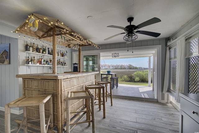 4525 Landing Rd, Little River, SC 29566 - indoor dry bar featuring light wood-type flooring and a ceiling fan