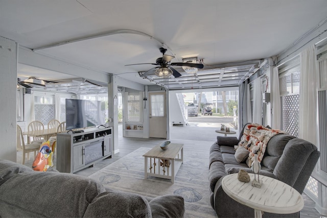 4525 Landing Rd, Little River, SC 29566 - sunroom featuring ceiling fan, healthy amount of natural light, and wood finished floors