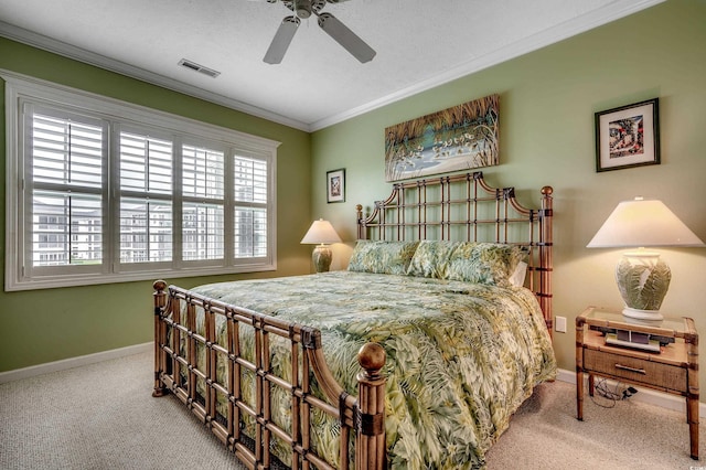 901 W Port Dr Unit 305, North Myrtle Beach, SC 29582 - bedroom with carpet flooring, ornamental molding, and ceiling fan