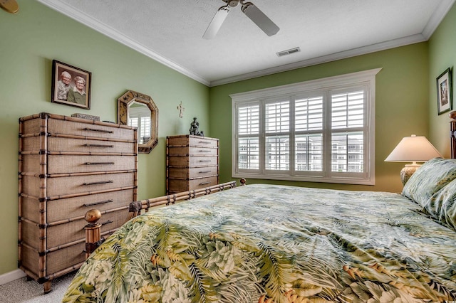 901 W Port Dr Unit 305, North Myrtle Beach, SC 29582 - bedroom with crown molding, carpet, and a ceiling fan