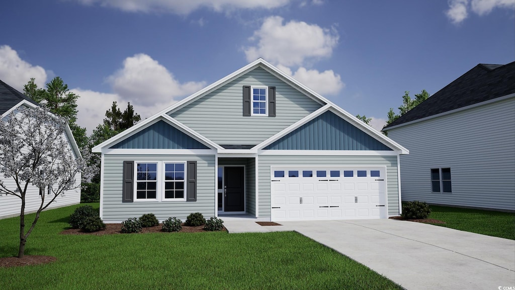436 Dunlin Pl, Conway, SC 29526 - view of front of property featuring driveway, a front lawn, and an attached garage