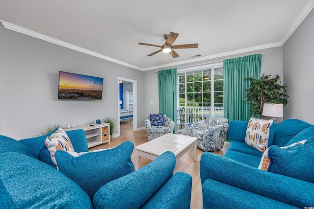 5825 Catalina Dr Unit 125, North Myrtle Beach, SC 29582 - living area featuring wood finished floors, crown molding, and ceiling fan