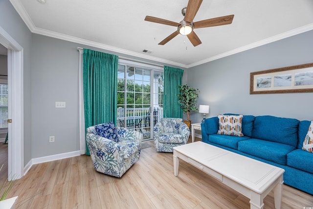 5825 Catalina Dr Unit 125, North Myrtle Beach, SC 29582 - living area with a ceiling fan, crown molding, and wood finished floors