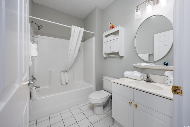 5825 Catalina Dr Unit 125, North Myrtle Beach, SC 29582 - bathroom featuring tile patterned flooring, vanity, shower / bath combo, and a textured ceiling