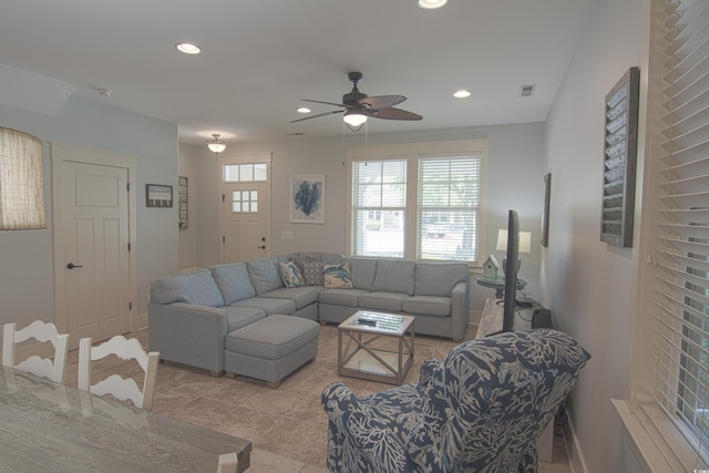 4901 N Market St, North Myrtle Beach, SC 29582 - living area featuring recessed lighting and a ceiling fan