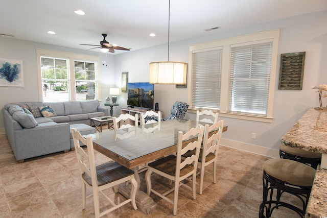 4901 N Market St, North Myrtle Beach, SC 29582 - dining space with ceiling fan and recessed lighting