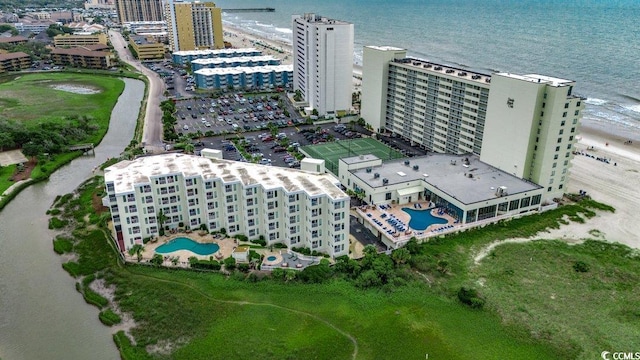 9400 Shore Dr Unit 617, Myrtle Beach, SC 29572 - drone / aerial view of a pool and a large body of water