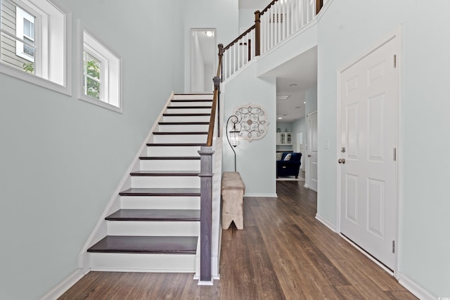 540 Chanted Dr, Murrells Inlet, SC 29576 - stairs with wood finished floors and a towering ceiling