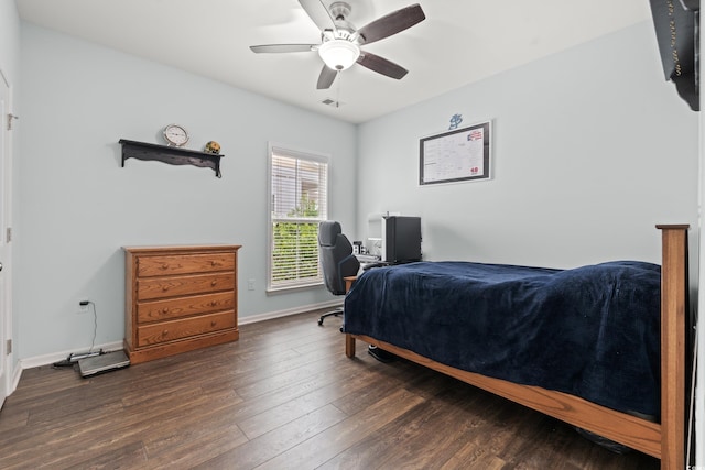 540 Chanted Dr, Murrells Inlet, SC 29576 - bedroom featuring dark wood finished floors and ceiling fan