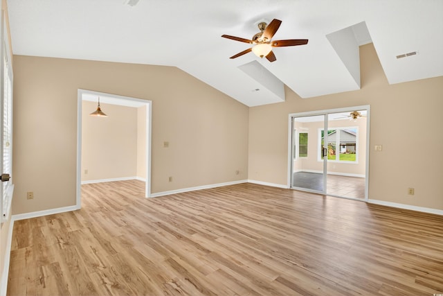 131 Pine Lake Cir, Ocean Isle Beach, NC 28469 - empty room with ceiling fan, light wood-style floors, and lofted ceiling