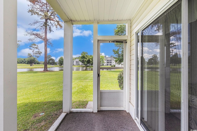 537 White River Dr Unit 17C, Myrtle Beach, SC 29579 - unfurnished sunroom with a water view