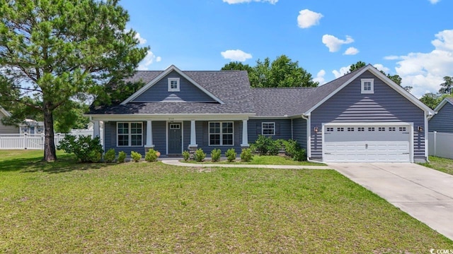 250 Penn Cir, Galivants Ferry, SC 29544 - craftsman-style house featuring an attached garage, covered porch, concrete driveway, and roof with shingles