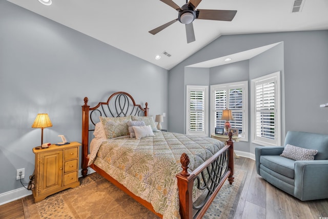 1413 Cottage Cove Cir N, Myrtle Beach, SC 29582 - bedroom with lofted ceiling, wood finished floors, recessed lighting, and a ceiling fan